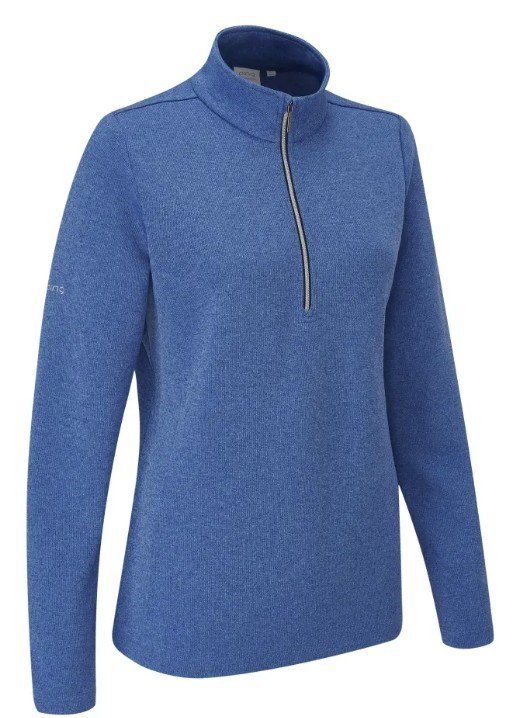 PING Lyla half zip ribbed fleece femme, snorkel blue marl