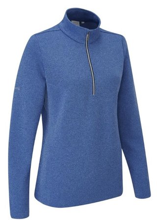 PING Lyla half zip ribbed fleece femme, snorkel blue marl