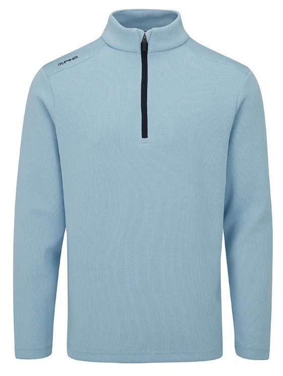PING Ramsey half zip ribbed fleece pull homme, sky blue marl