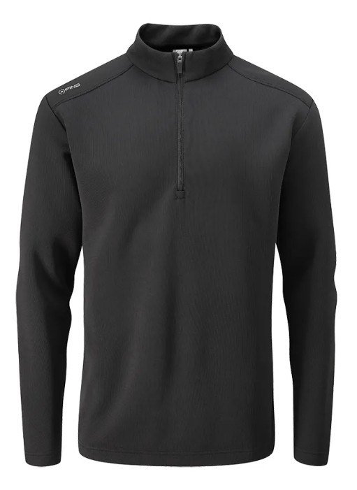 PING Ramsey half zip ribbed fleece pullover homme, noir