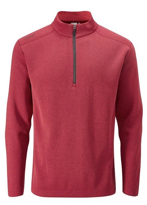 PING Ramsey half zip ribbed fleece pullover homme, rouge chiné