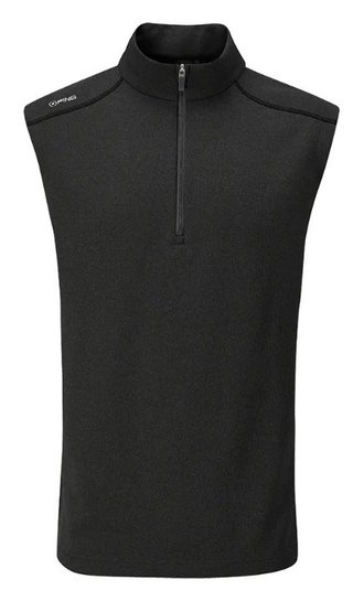 PING Ramsey mens ribbed fleece vest, noir