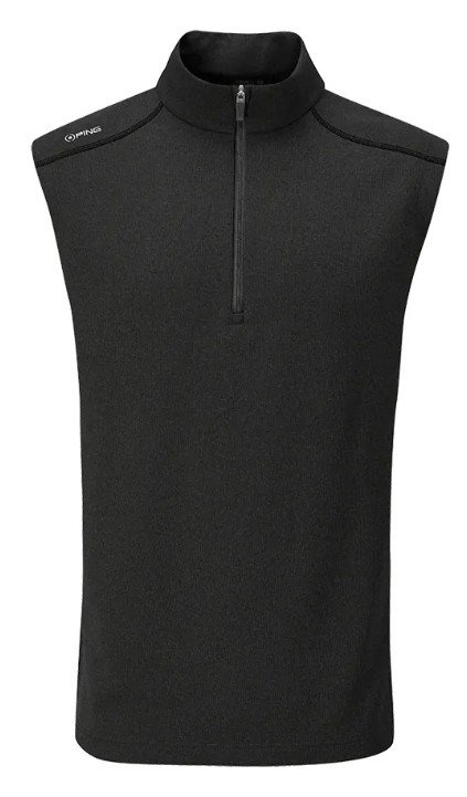 PING Ramsey mens ribbed fleece vest, noir