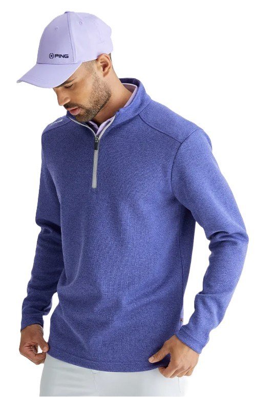 PING Ramsey half zip ribbed fleece pullover homme, twilight marl