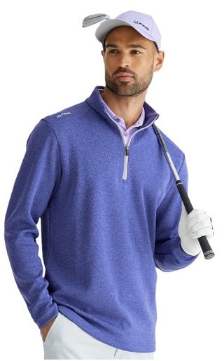 PING Ramsey half zip ribbed fleece pullover homme, twilight marl