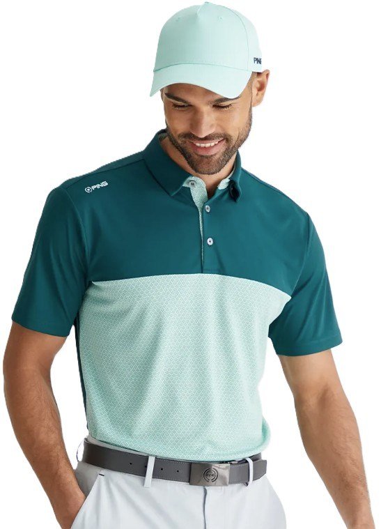 PING Hall polo homme, vert forêt/vert brumeux