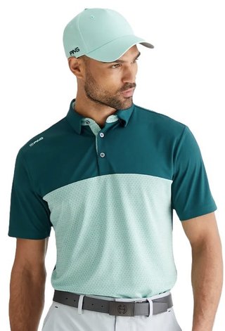 PING Hall polo homme, vert forêt/vert brumeux