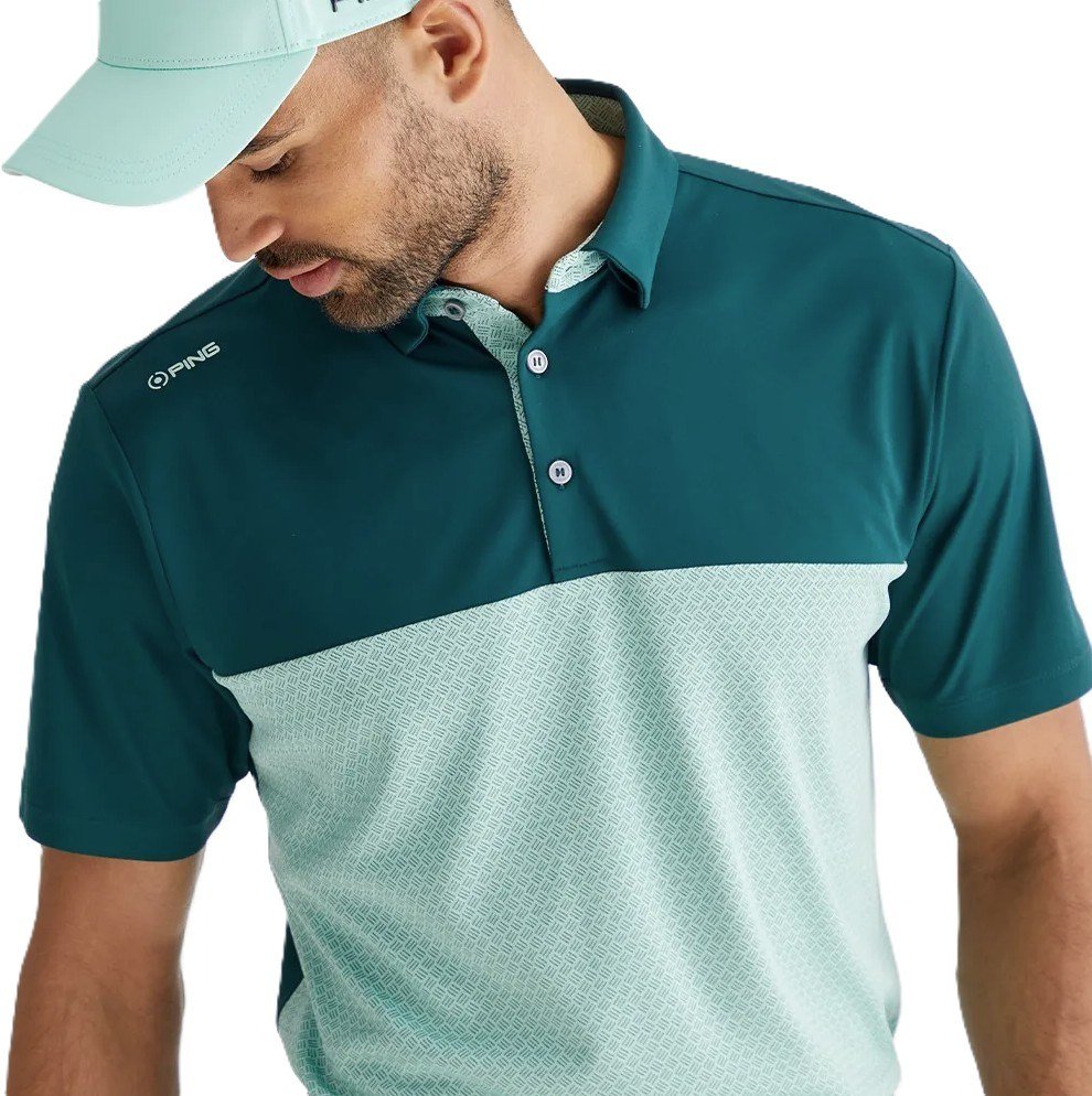 PING Hall polo homme, vert forêt/vert brumeux