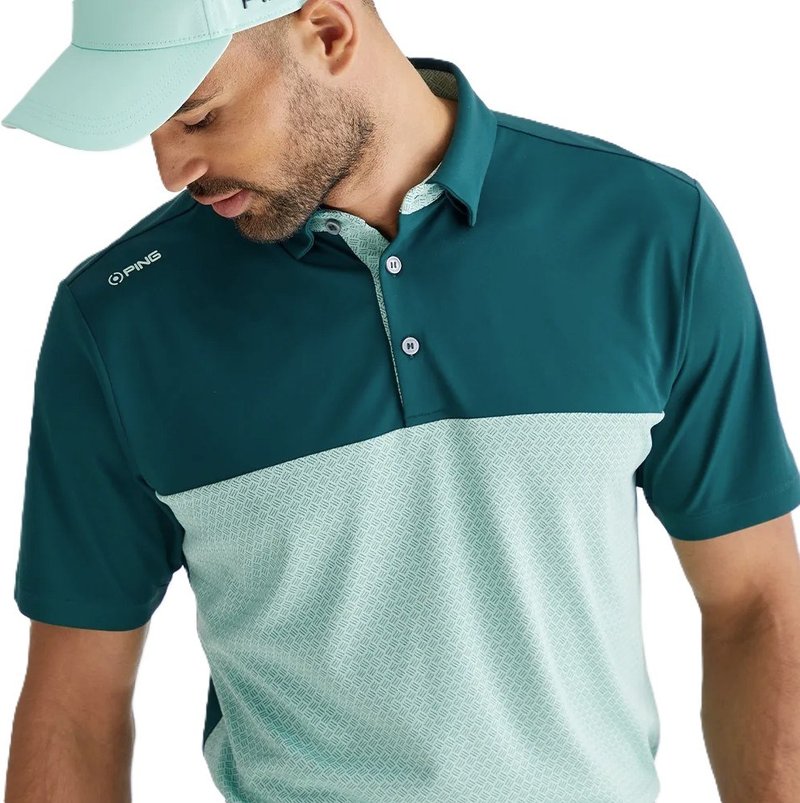 PING Hall polo homme, vert forêt/vert brumeux