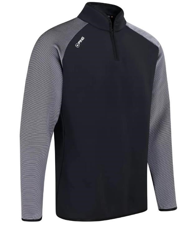 PING Strio Performance midlayer pull homme, noir/blanc