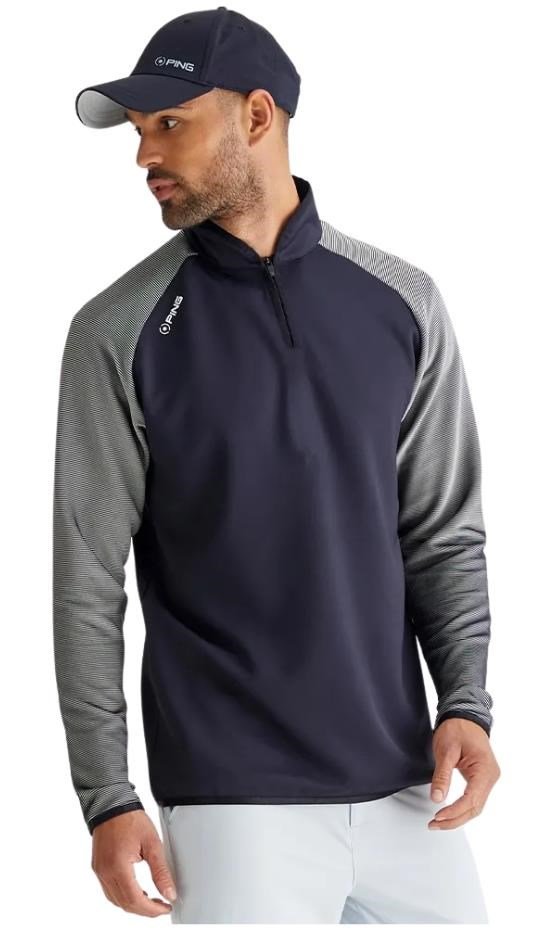 PING Strio Performance midlayer pull homme, noir/blanc