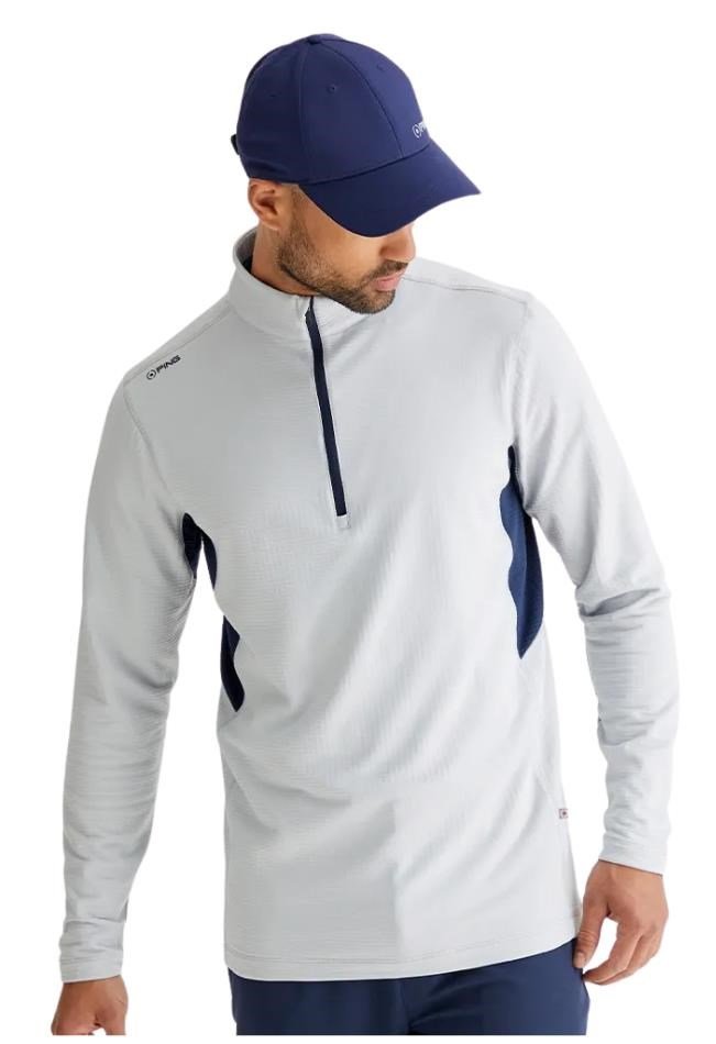 PING Rhodri Half Zip Fleece sweat homme, silver/navy