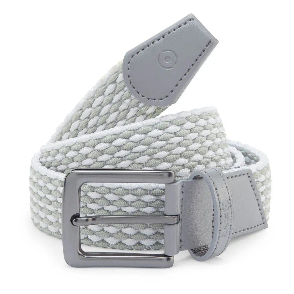 PING Stretch Webbing mens belt, gris/blanc