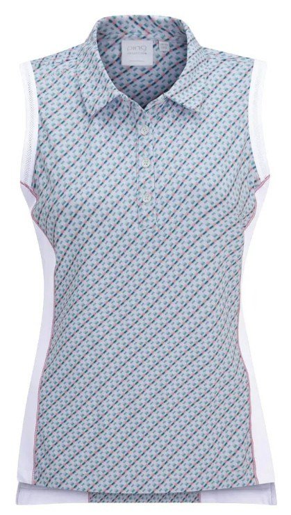 PING Colleen Sleeveless polo femme, neoteric/blanc