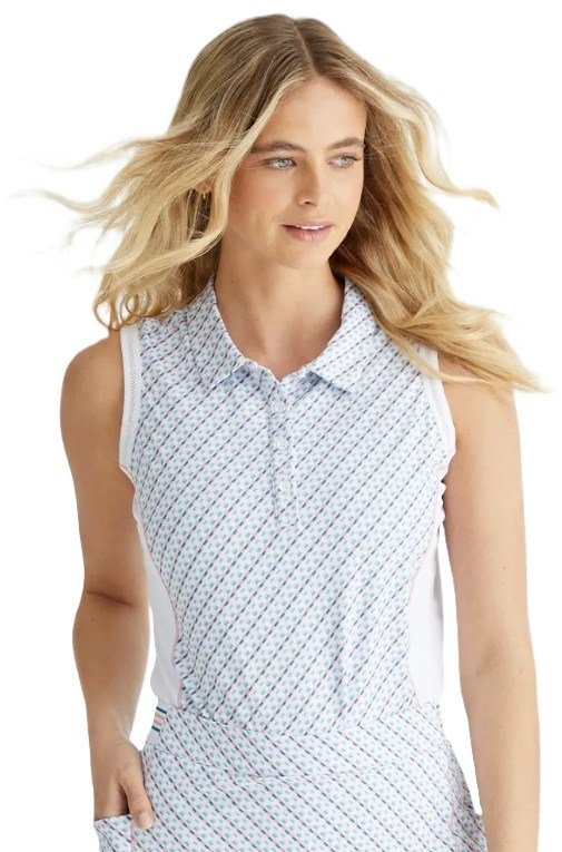 PING Colleen Sleeveless polo femme, neoteric/blanc