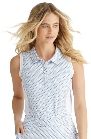 PING Colleen Sleeveless polo femme, neoteric/blanc