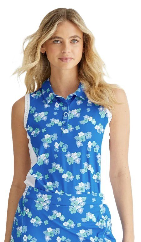 PING Colleen Sleeveless polo femme, viibrant bloom/blanc