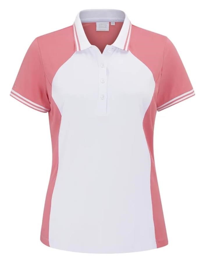 PING Ali femme polo manches courtes, sweet pea/white