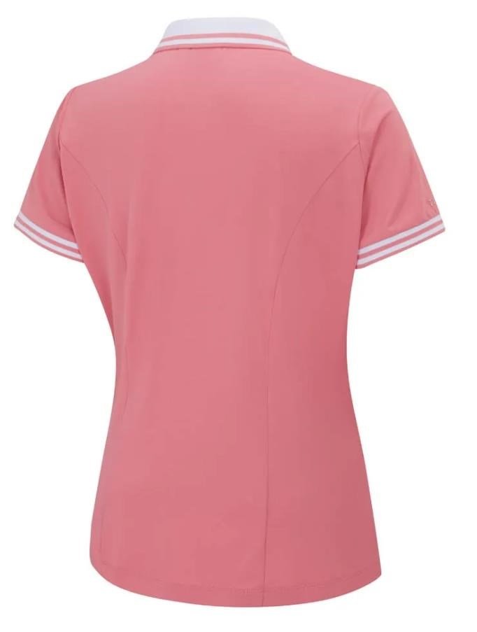 PING Ali femme polo manches courtes, sweet pea/white