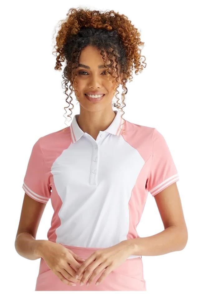 PING Ali femme polo manches courtes, sweet pea/white