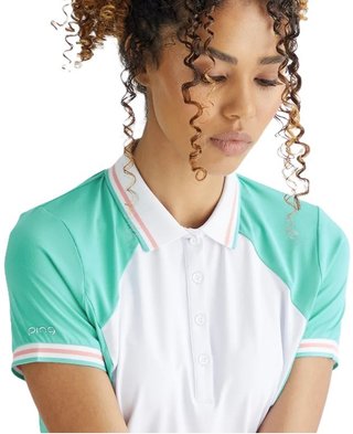 PING Ali polo femme à manches courtes, aqua vif/blanc