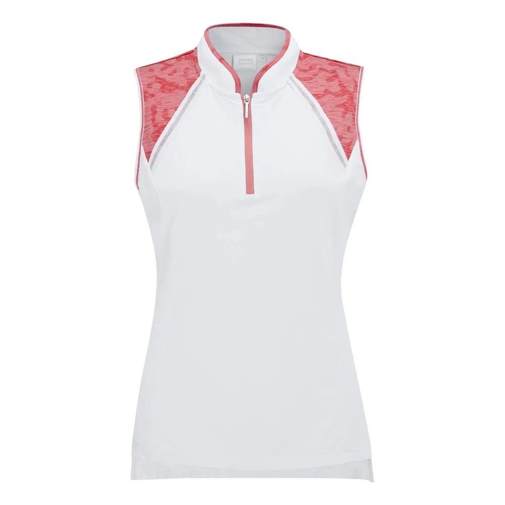 PING Nala Colour Block Sleeveless polo femme, white/sweat pea