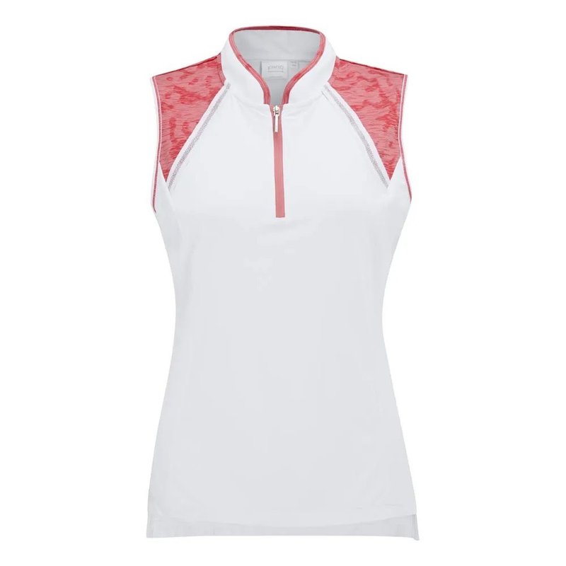 PING Nala Colour Block Sleeveless polo femme, white/sweat pea