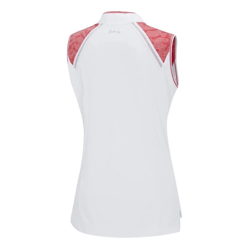 PING Nala Colour Block Sleeveless polo femme, white/sweat pea