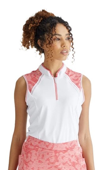 PING Nala Colour Block Sleeveless polo femme, white/sweat pea