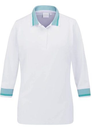 PING Lindsey polo femme, blanc/bleu aqua vif