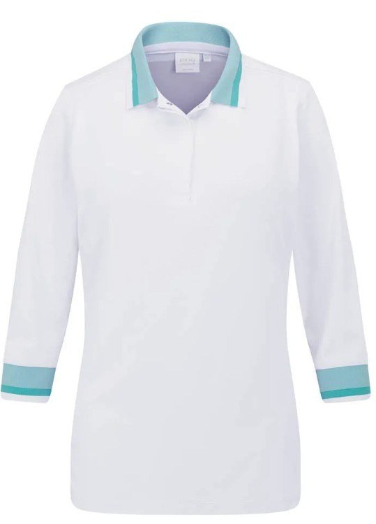 PING Lindsey polo femme, blanc/bleu aqua vif