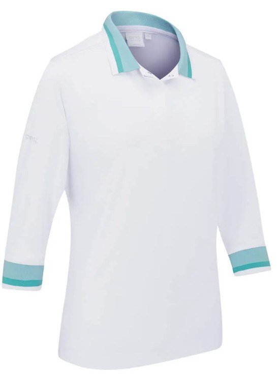 PING Lindsey polo femme, blanc/bleu aqua vif