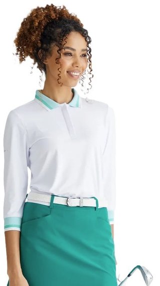 PING Lindsey polo femme, blanc/bleu aqua vif