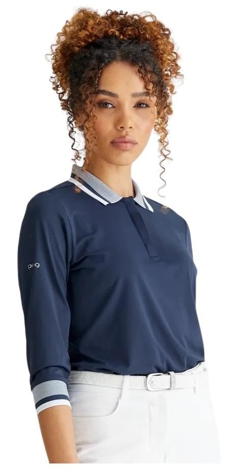 PING Lindsey polo femme, marine/blanc