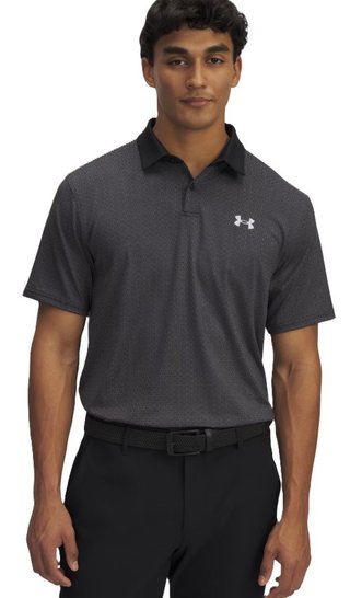 Under Armour T2G Printed polo homme, black/halo gray