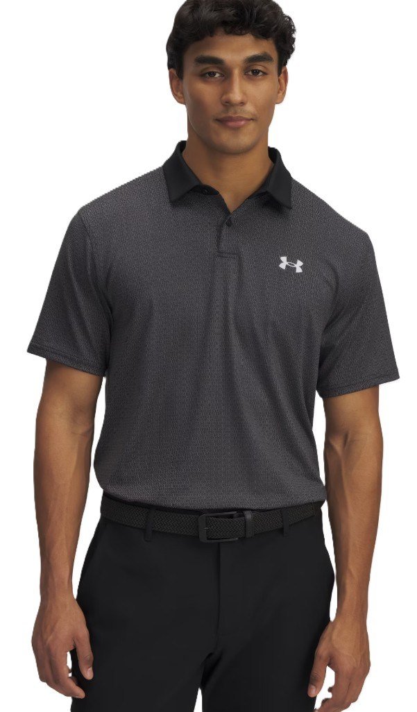 Under Armour T2G Printed polo homme, black/halo gray
