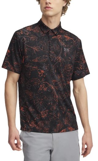 Under Armour Playoff 3.0 Printed polo homme, black/fire/castlerock