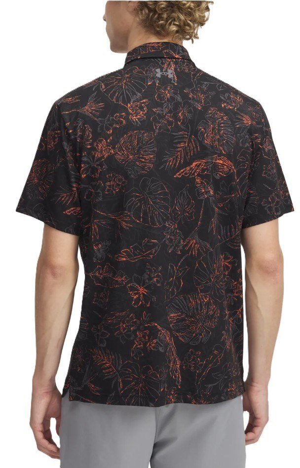 Under Armour Playoff 3.0 Printed polo homme, black/fire/castlerock
