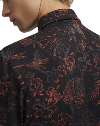 Under Armour Playoff 3.0 Printed polo homme, black/fire/castlerock