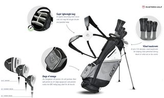 Masters GX1 Gts set de golf homme, graphite, + sac stand bag, noir/gris/blanc