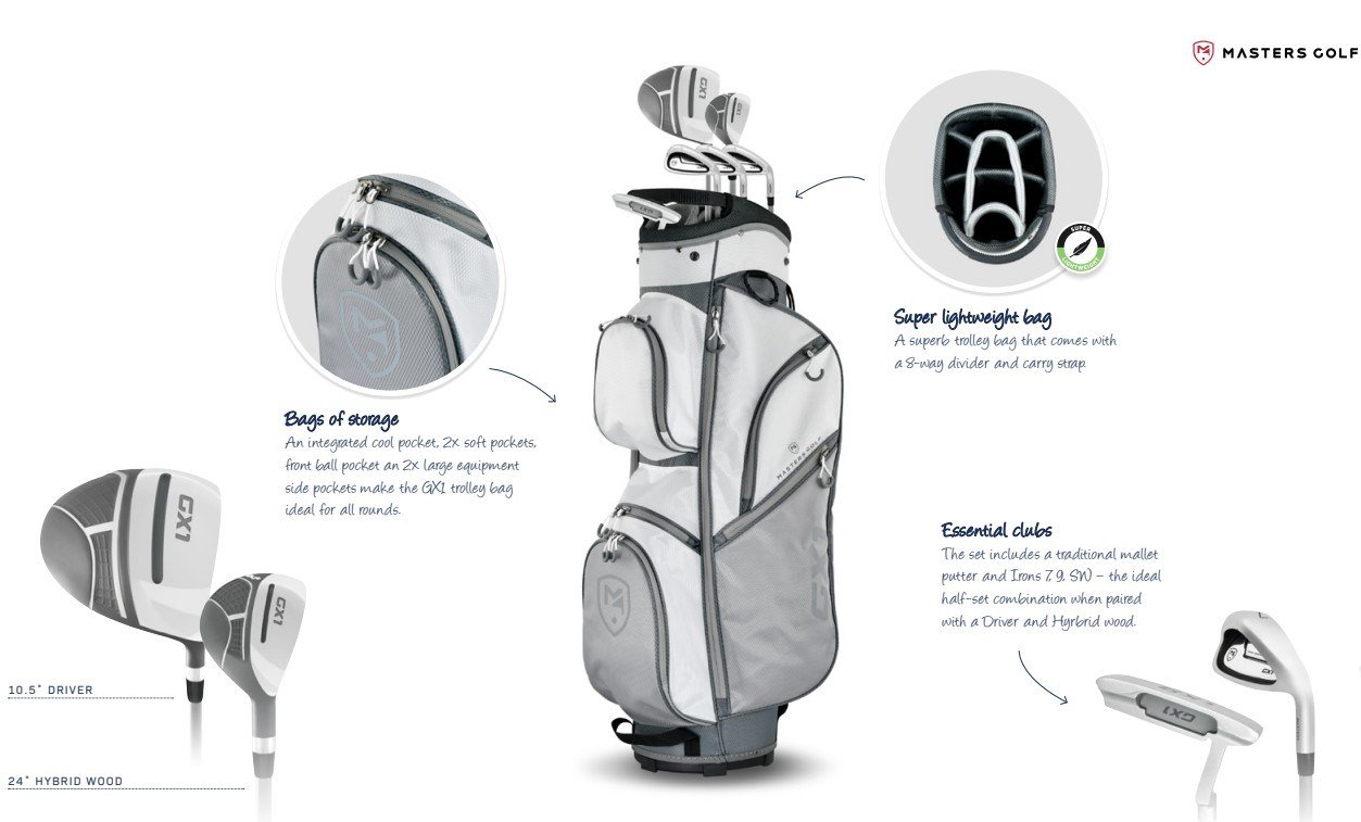 Masters GX1 ladies demi-set de golf, graphite + cart bag