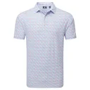 FootJoy Gamer Print Pique polo homme, blanc/bleu air/tide/magenta