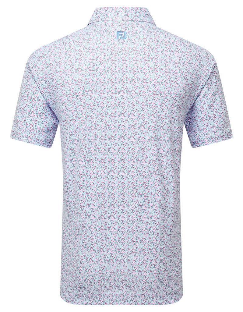 FootJoy Gamer Print Pique polo homme, blanc/bleu air/tide/magenta