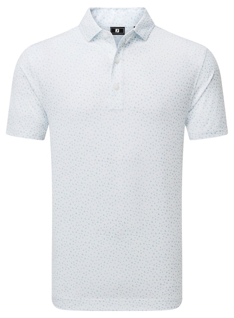 FootJoy BIRD PRINT polo homme, blanc/air blue