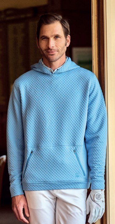 FootJoy Textured Knit Hoodie sweat homme, air blue