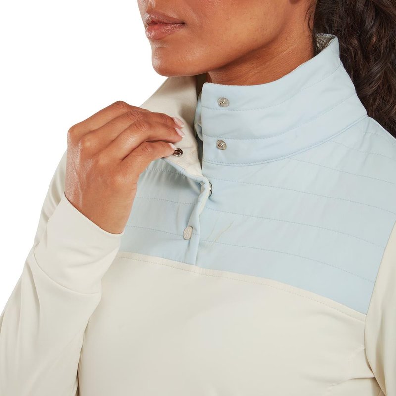 FootJoy ThermoSeries Hybrid Popover sweatshirt femme, off white/ice blue