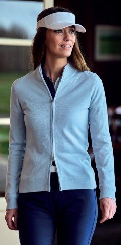 FootJoy Drirelease Full-Zip Lined pull femme, bleu glacé