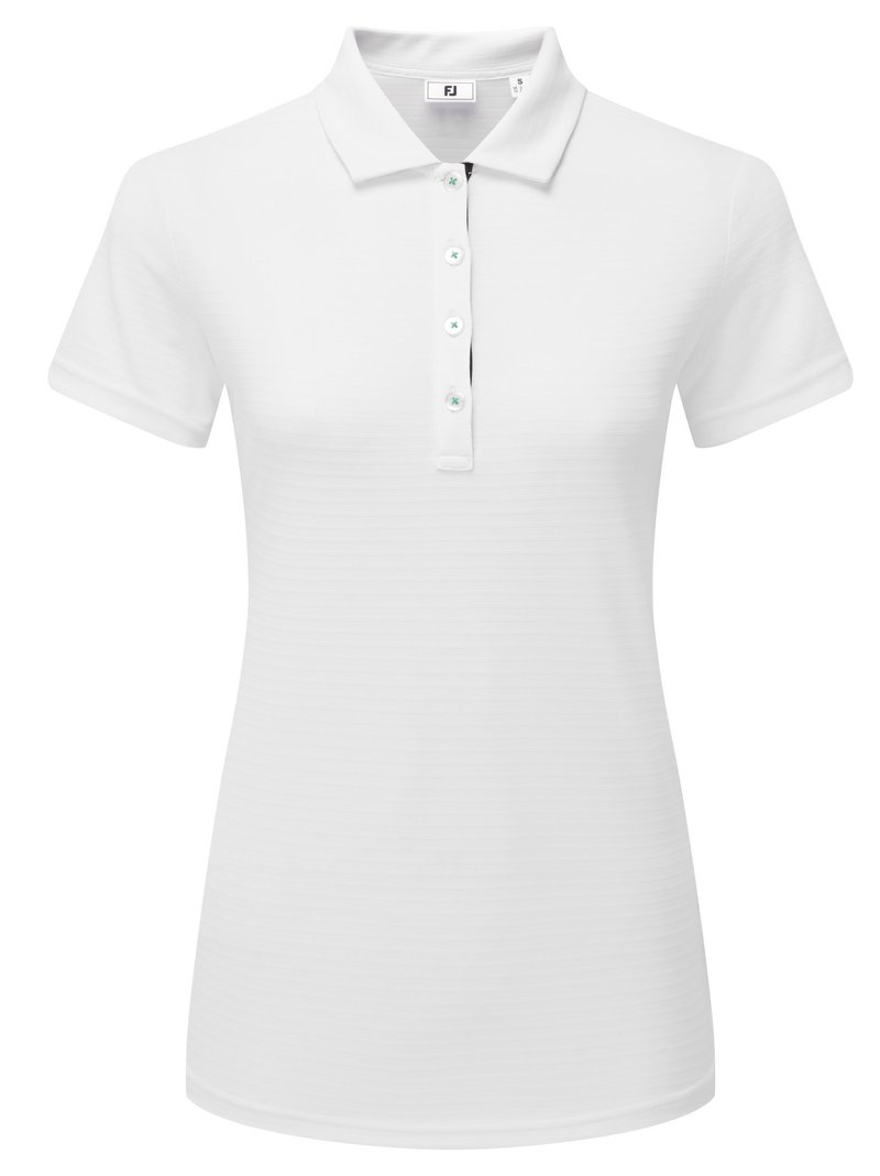 FootJoy JAQUARD STRIPE polo femme, blanc/marine/émeraude