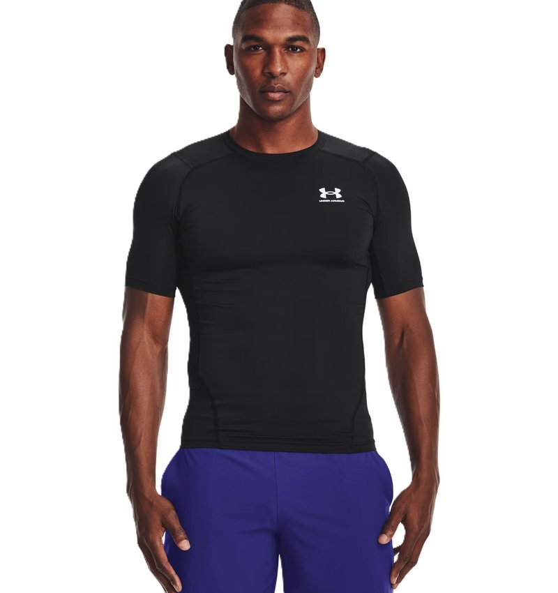 Under Armour HeatGear haut de compression homme, noir/blanc