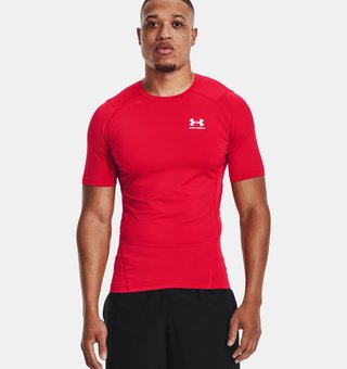 Under Armour HeatGear haut de compression homme, rouge/blanc